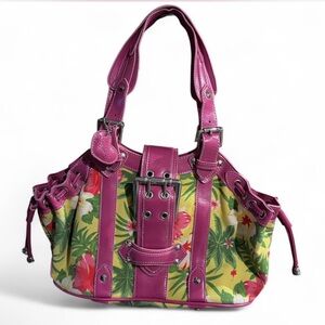 Rina Rich Pink and Green Floral Shoulder Bag
